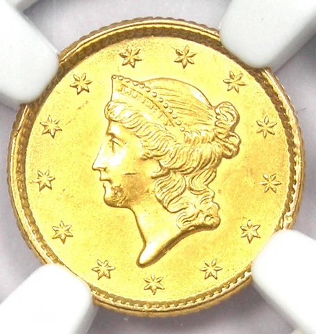 1853 Liberty Gold Dollar G$1 - Certified NGC Uncirculated Details (UNC MS) Cover