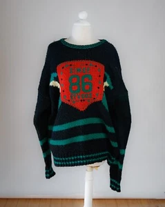 Vintage 90er Pullover "Et Vous" schwarz/rot/grün "Since 86 Et Vous" 2XL Korea Made - Bild 1 von 1
