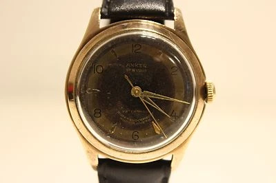RELOJ MECÁNICO VINTAGE DE LA ERA DE LA SEGUNDA GUERRA MUNDIAL ESTILO MILITAR SUIZO CHAPADO EN ORO PARA HOMBRE "ANCLA" Foto 1 de 4
