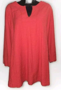 Iridium Damen Top Bluse Tunika Gr. 1X Weite Langarm Rot 100% Baumwolle Komfort - Bild 1 von 12