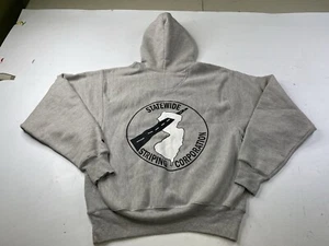 Vintage Champion Reverse Weave Medium Gray Hoodie Pullover New Jersey Striping - Picture 1 of 7