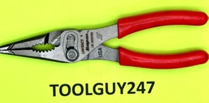 SNAP ON TOOLS USA NEW RED 7" Soft Grip Long Nose Slip Joint Pliers LN46ACF - Bild 1 von 15