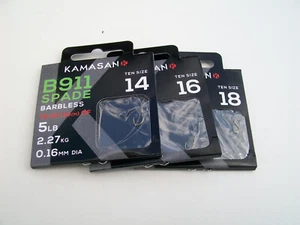 3 Assorted Packets x B911 Barbless Hooks to Nylon. Size 14 16 & 18 - Picture 1 of 5