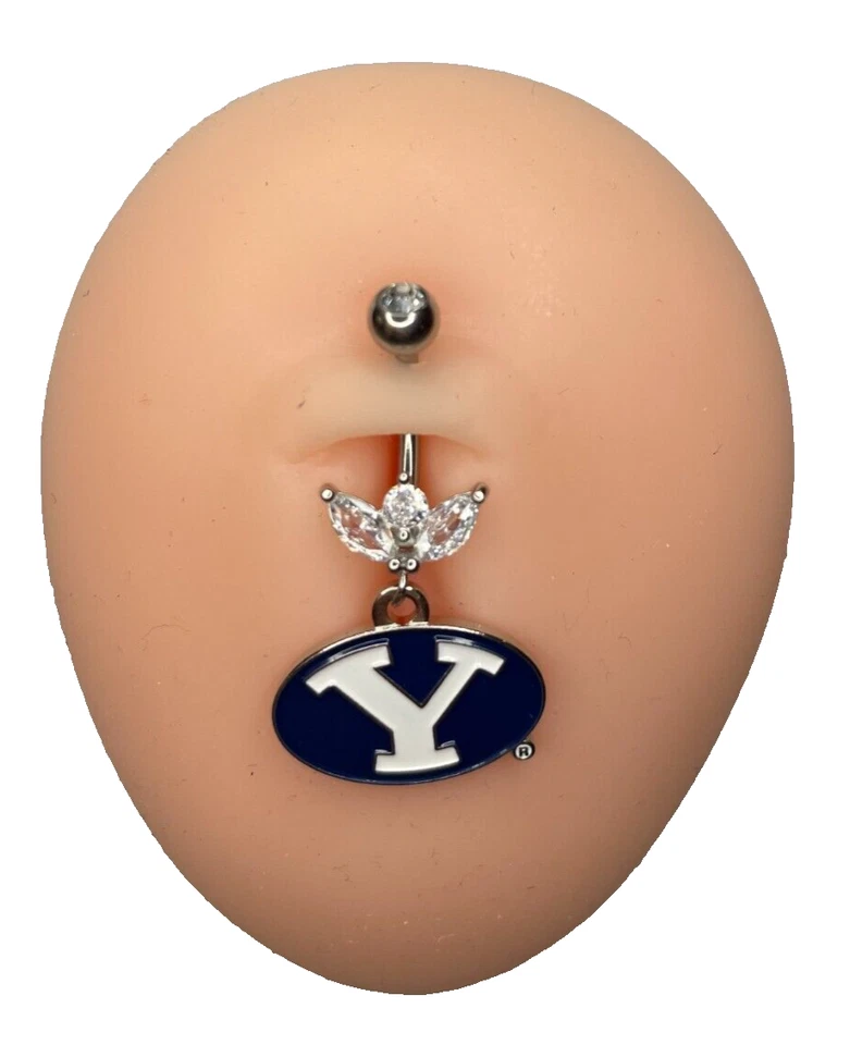 Anillo de acero BYU Pumas con marquesa circonita cúbica brote vientre piercing hipoalergénico Foto 1 de 1