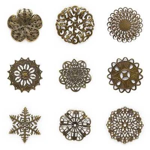 10/50pcs Bronze Tone Filigree Flower Wraps Connector Embellishments Findings DIY - Picture 1 of 14