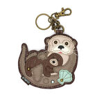 Key Ring/Bag Charm with coin purse - Otters - Faux Leather
