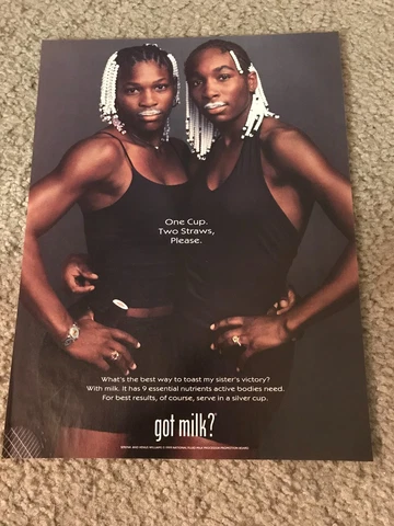Vintage 1999 VENUS & SERENA WILLIAMS GOT MILK? Poster Print Ad TENNIS Cover