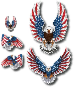 Paquete de 5 pegatinas de calcomanía American Flag Bald Eagle EE. UU. camión vehículo ventana de pared coche - Imagen 1 de 6