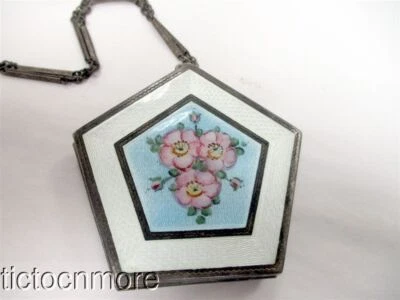 ANTIGUO ESTUCHE PENTÁGONO COMPACTO DANZA ESMALTE FLORAL ART DECO ESTUCHE EN POLVO Foto 1 de 4