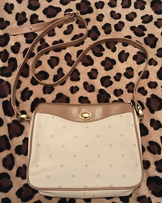 Monet NY London Paris Crema Tostado Lona Cuero Bolso de Hombro Bolso de Mano Vintage Foto 1 de 4