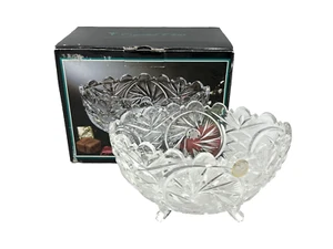 Kristallklar Pinwheel handgeschliffen 24 % Bleikristall ovale Schüssel mit Fuß 8,5 x 6 Zoll NEU - Bild 1 von 18