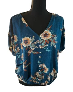 Camicetta donna John Paul Richard taglia L nera multicolore floreale manica a campana boho - Foto 1 di 9