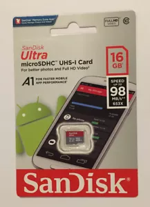 SanDisk Ultra 16GB A1 Micro SD SDHC Card 98MB/s SDHC UHS-I C10 NEW - Picture 1 of 1