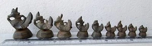 ¡EXCELENTE! Juego de 9 pesas de opio de pájaro Hamsa de bronce - Imagen 1 de 3