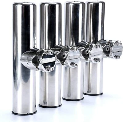 AMARINE MADE 4 Pack Stainless Clamp on Fishing Rod Holder for Rails 1" to 1-1/4" Boat Yacht