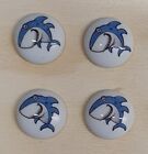 Round Childrens Printed Character Shank Buttons Shark Design 15mm