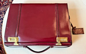 FRANZEN ~ Top Grain Leather Briefcase Suede Lined Combo Lock Attache 1980s-Exc. - Picture 1 of 15