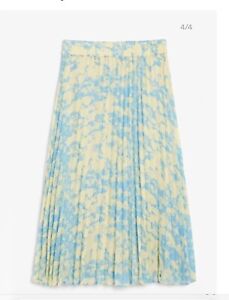 Designer Monki Blue Beige Pleated Midi / Maxi Skirt Size M