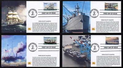 USA, SCOTT # 4548-4551, SET 4 MPG FDC COVERS VARIOUS MERCHANT MARINE SHIPS 2011 - Image 1 of 4