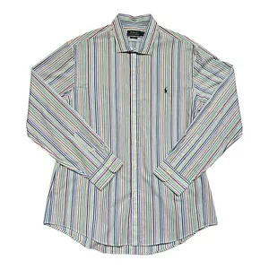 Camisa Ralph Lauren Para Hombre XXL Calce Ajustado Rayas Manga Larga Poni Multicolor - Imagen 1 de 9