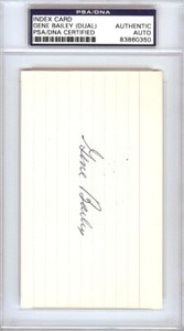 Gene Bailey Autographed Twice 3x5 Index Card A's, Braves PSA/DNA #83860350