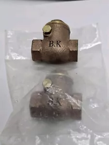 2 (two) B.K. #101-002, 3/8" Brass Check Valve Check Swing, IPS, 200 WOG - Picture 1 of 4