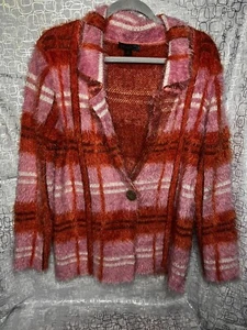Weicher Pullover Blazer 2 Taschen gemustert rosa orange JW Styles haarig einmal getragen - Bild 1 von 8