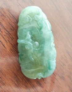 Certified 100% genuine Grade A natrual jadeite jade fish lotus pendant necklace - Picture 1 of 5