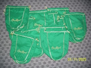 20 Green Crown Royal Bags 750mL Medium 9 Inch with Gold Drawstring - Picture 1 of 2