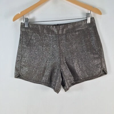French Connection womens hot pants shorts aus 8 bronze metallic zip 105822 — 第 1/4 张图片