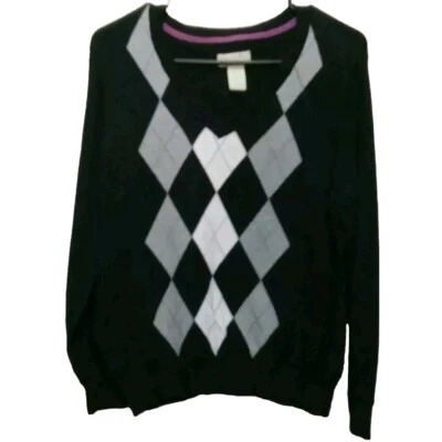 Suéter De Colección Argyle Negro Blanco 16 Caribbean Joe Tenis NormCore Años 90 Despistado Foto 1 de 4