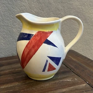 Vintage Hand-Painted Ceramic Pitcher – Signed Jütgen 2001 TBS – Geometric Design - Picture 1 of 10