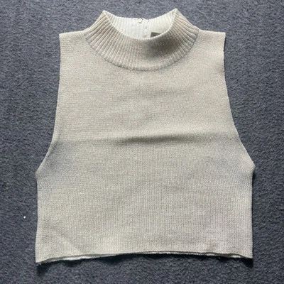 BECHAMEL Malha Metálica Dourada Simulada Gola Alta SWEATER Dickie Zíper Gola Traseira OSFM - Imagem 1 de 4