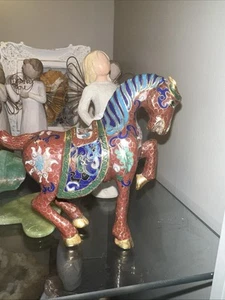 A Chinese Cloisonne Horse Figure With Gilt Highlights Vintage - Picture 1 of 11