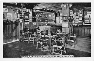Prince George Hotel Tap Room Postal Nueva York Bar Salón Madera Oeste SIN PUBLICAR - Imagen 1 de 2