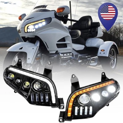 LED Headlight Assembly For Honda GoldWing GL1800 F6B 2001-2017 Turn Signal Light Foto 1 de 4