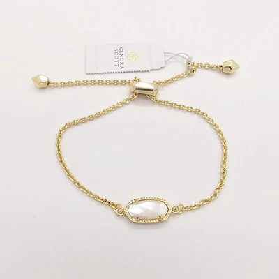 Новый Kendra Scott Elaina регулируемый золотой цепи браслет в слоновой кости оболочки - Изображение 1 из 4