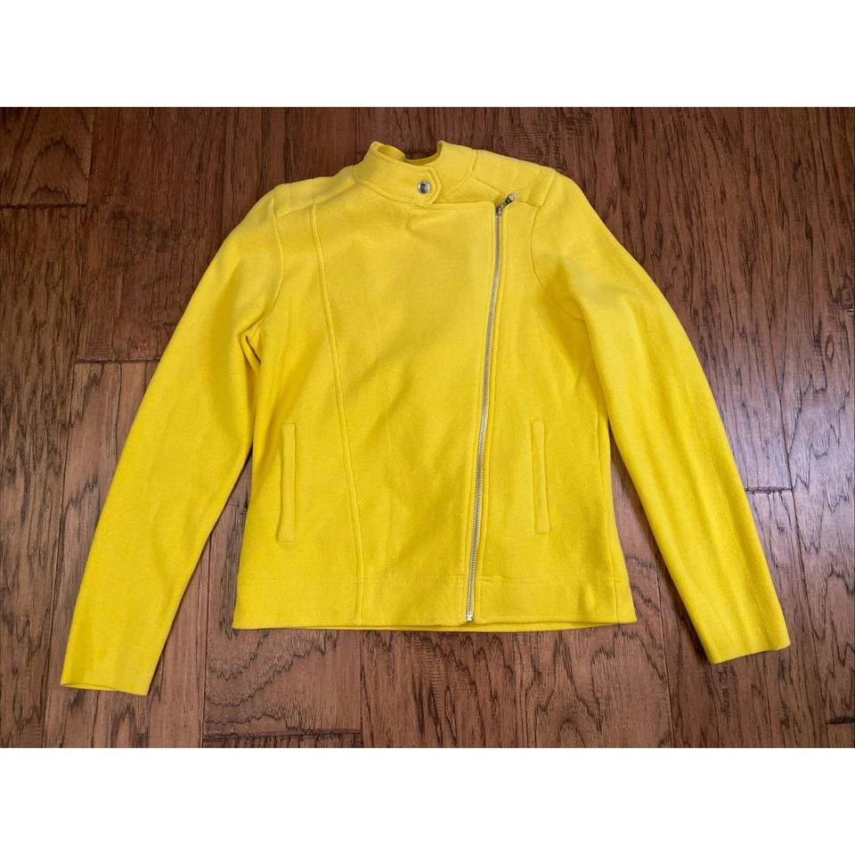 Lauren Ralph Lauren куртка женщин маленький желтый Moto вязаный ассиметричный открытый - Изображение 1 из 4