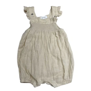 Angel Dear 3-6 m Solid Muslin Retro Sunsuit Nougat Organic Cotton Ruffled Straps - Picture 1 of 5