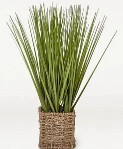 Bnwt Artificial Grass In Woven Pot 40cm Indoor Plant Home Decor - Picture 1 of 1