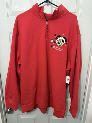 Disney Vacation Club DVC Red Santa Mickey Quarter Zip Pullover Adult 2XL New - Image 1 of 3