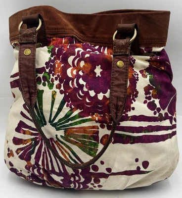 Lucky Brand Women's Handbag Multicolor Cotton Suede Floral Pockets Shoulder Bag - Image 1 of 4