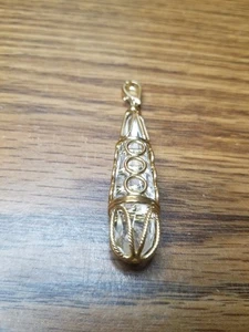 Vintage Milor Italy 14K Gelbgold offener Rahmen & facettierter Kristall Anhänger - Bild 1 von 5