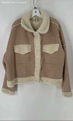 Jaqueta Feminina Stella Tweed Marrom Sherpa Lã Manga Longa Botão Frontal Tamanho XL - Imagem 1 de 4