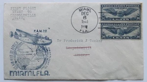 Dec 6 1941 Miami to Leopoldville Belgian Congo Africa 1st Flight22 FAM Clipper - Picture 1 of 4