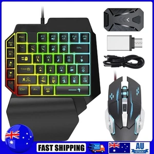 Wired Mechanical Keyboard Mouse Converter Combo Set w/ Backlight OTG Adapter - Picture 1 of 10