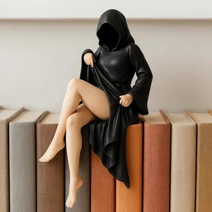 Harz Halloween geheimnisvoller Status schwarzes Gewand Königin Bücherregal Statue Dekoration - Bild 1 von 11