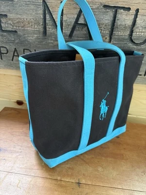Ralph Lauren Canvas Boat And Tote Bag Turquoise/Black  Big Pony Y2K - Image 1 of 4