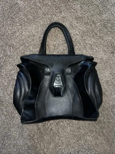 Jean Paul Gaultier Black Leather Bag Vintage Worn To Shiny Finish - Foto 1 di 8
