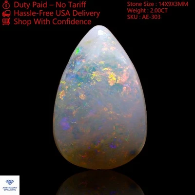 2.00 克拉梨澳大利亚火蛋白石凸圆形伦理宝石天然 14x9x3 毫米 — 第 1/4 张图片